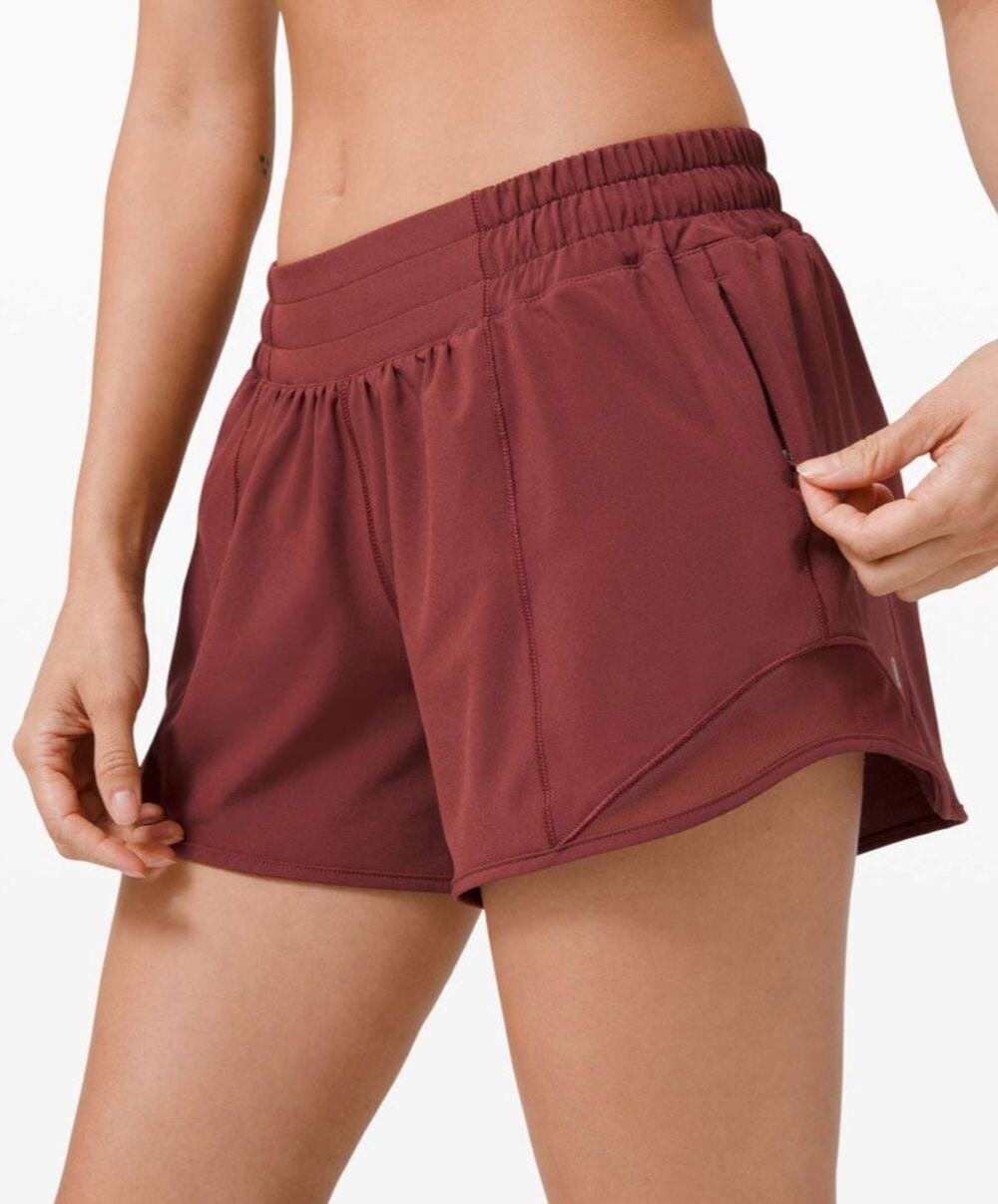 Lululemon Hottie Hot Low Rise Lined Running 4” Short Workout Gym Pockets 6 Tall